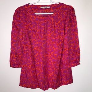 Boden Hempstead pink and orange silk blend blouse